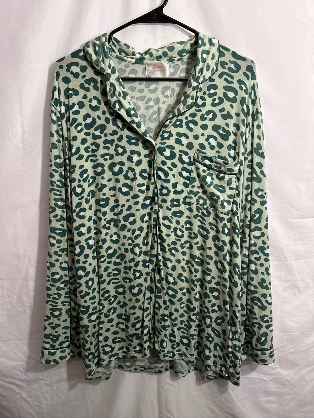 In My Sundays - Leopard-Print Green Button-Front Pajama Set
